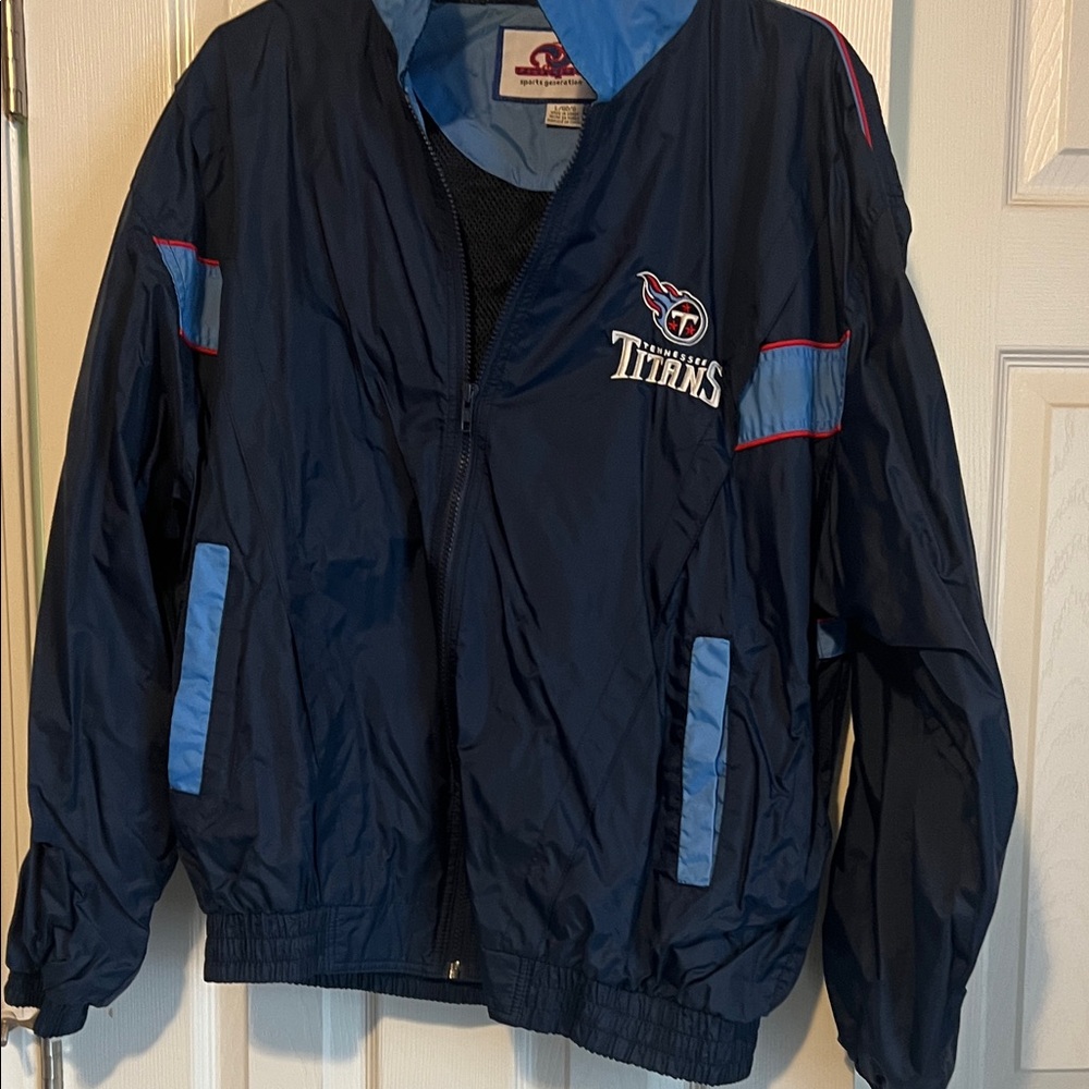 Unique Vintage Navy and Light Blue Titans Jacket